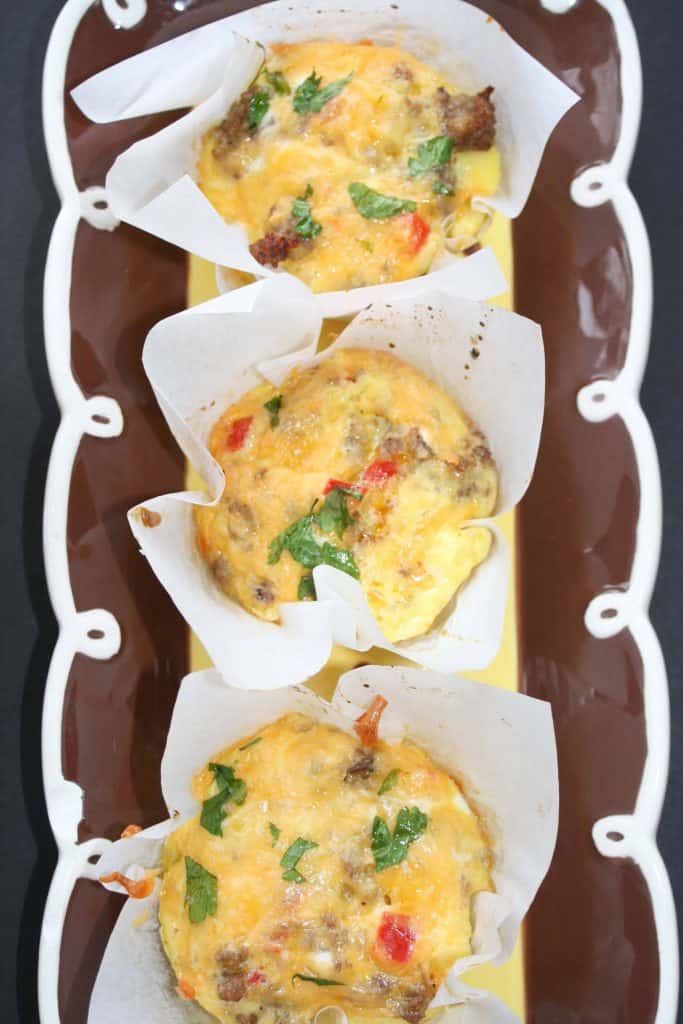 three Mini Sausage and Egg mini quiche