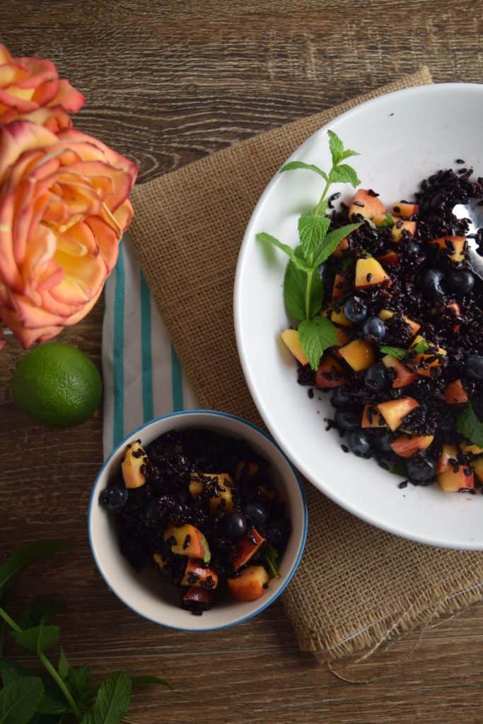 Black Rice With Peaches and Blueberries