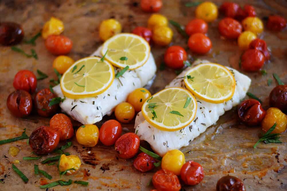 Roasted Cod with Tomatoes