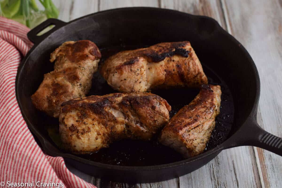 Baked Pork Tenderloin in a skillet