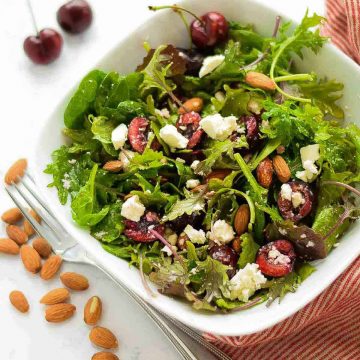 Supergreens Salad with Cherries and Feta