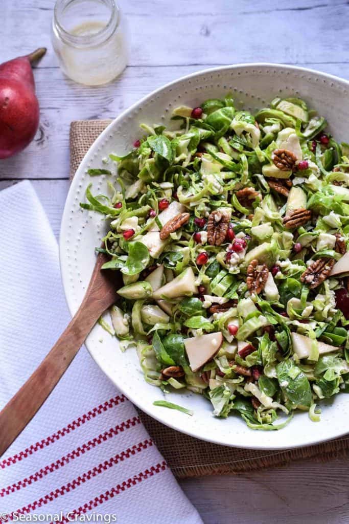 Brussel Sprout Salad with Pear and Pomegranate