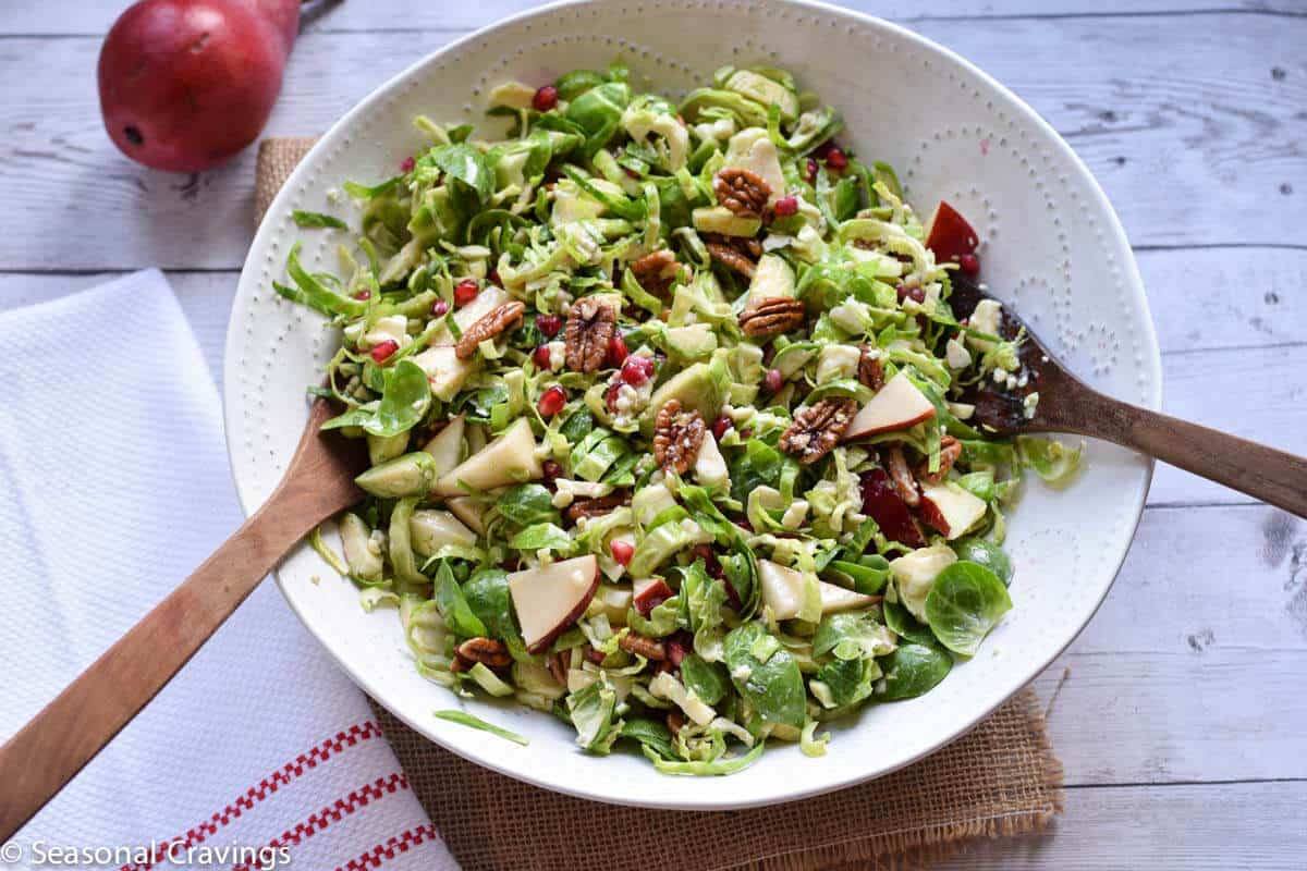 Brussel Sprout Salad with Pear and Pomegranate