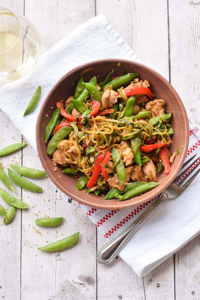 Zucchini Noodle Stir Fry in a bowl