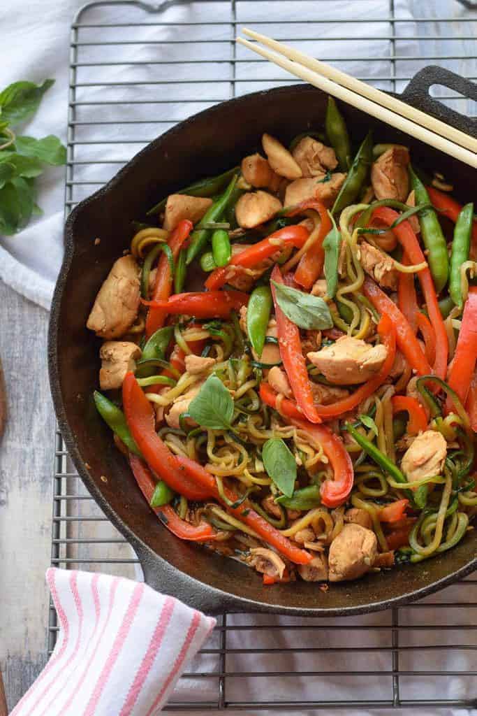 Chicken Thai Basil with Zucchini Noodles