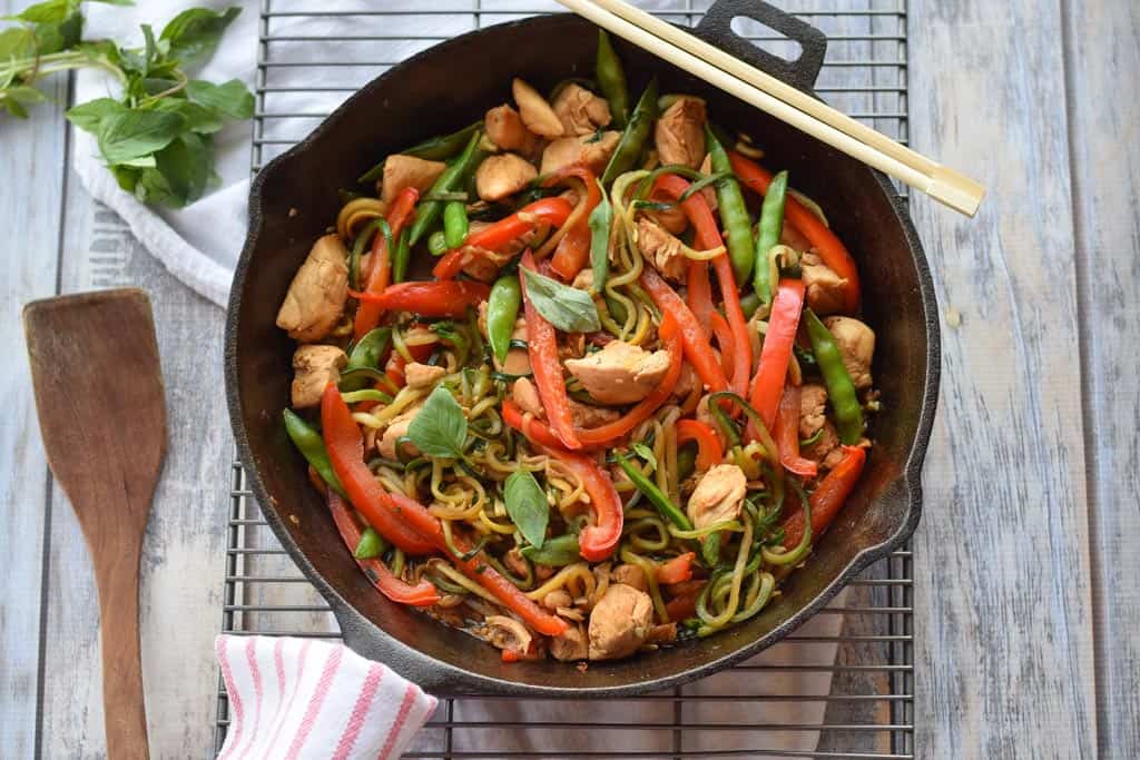 Chicken Thai Basil with Zucchini Noodles