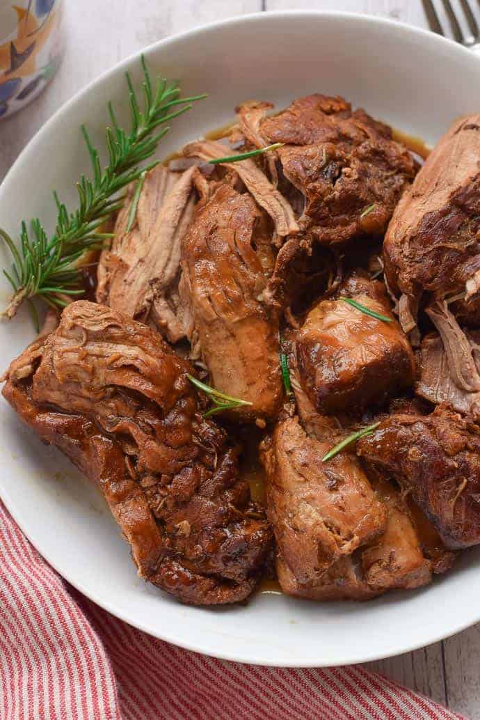 Instant Pot Pork Tenderloin in a white bowl.