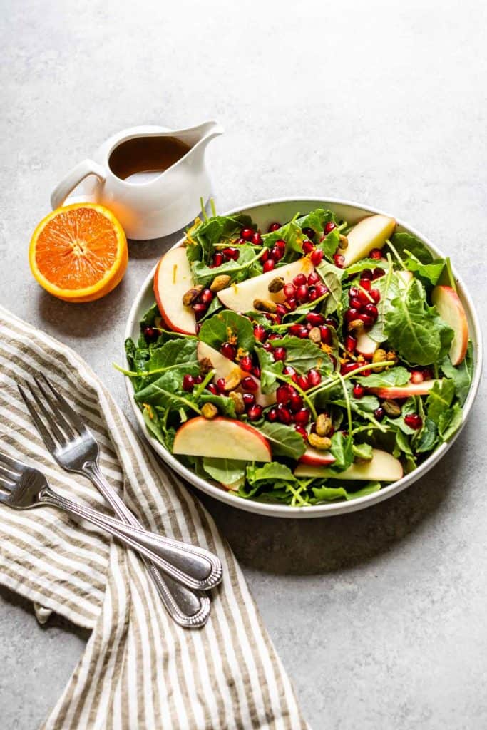 gluten free thanksgiving salads kale salad with pomegranate arils 