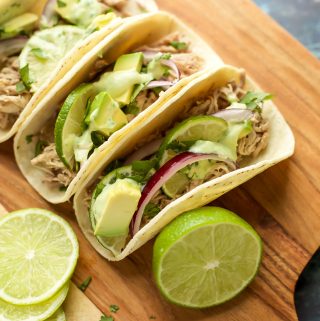 Instant Pot Pork Tacos with avocado crema