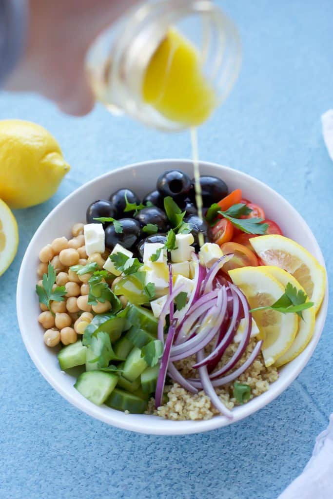 Greek Quinoa Salad with dressing