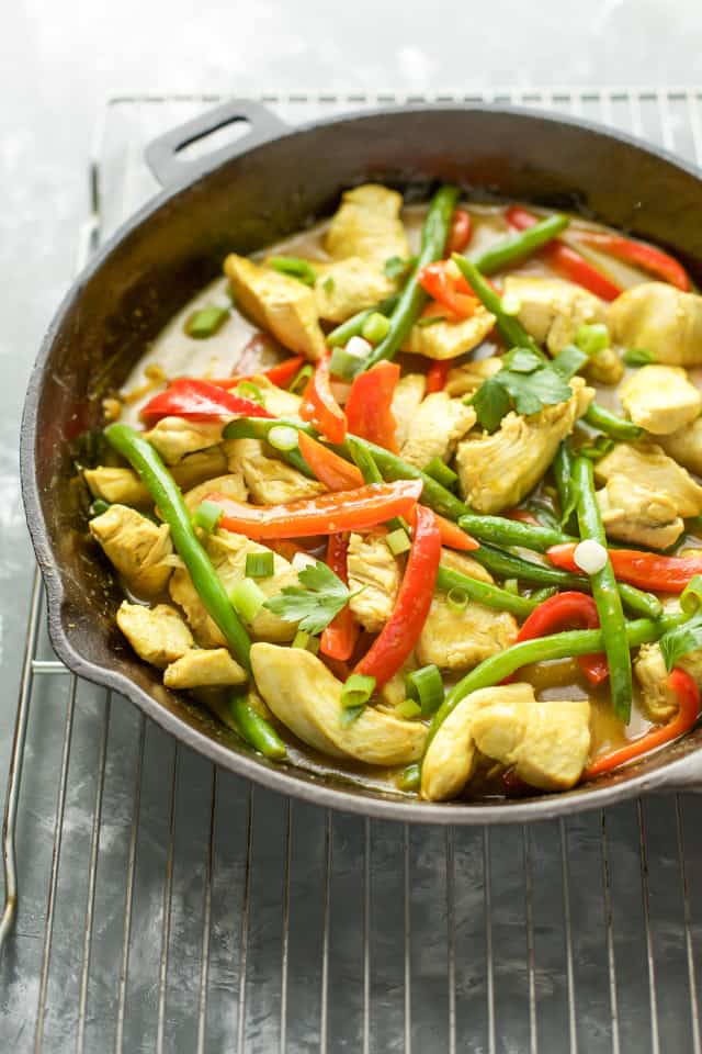 Chicken Curry recipe in a cast iron pan