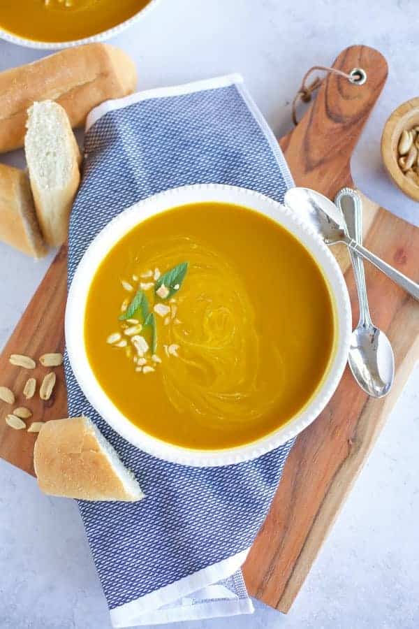 pumpkin curry soup in bowl