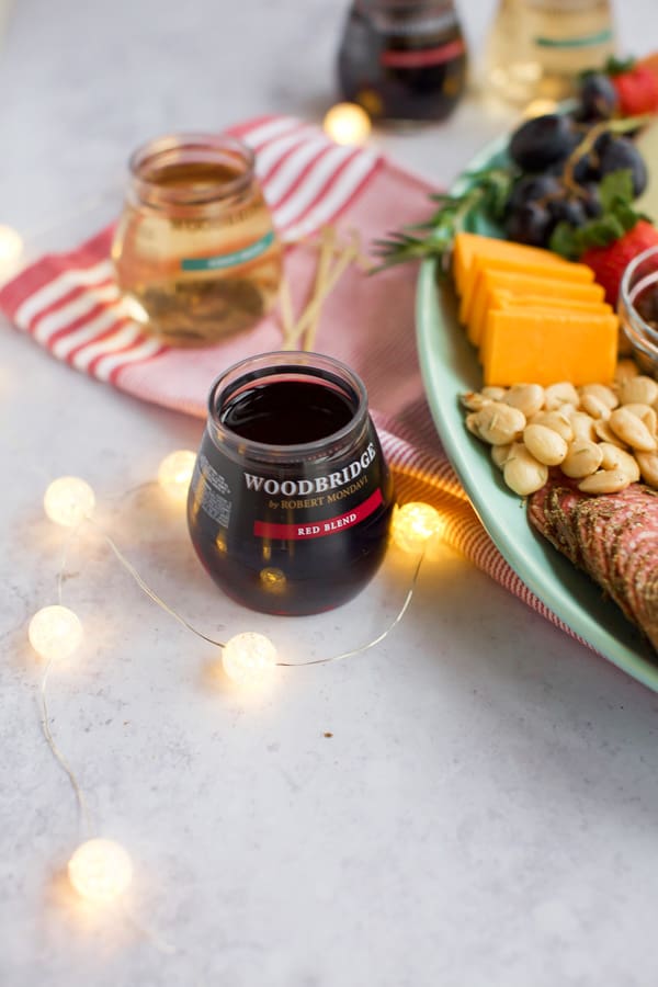 cheese platter with wine