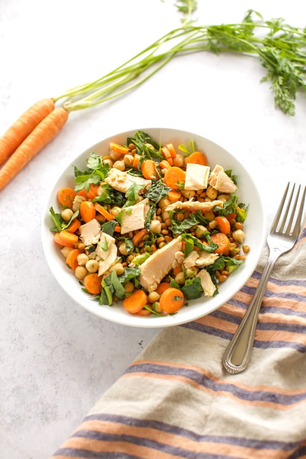 lentil salad with tuna and kale 