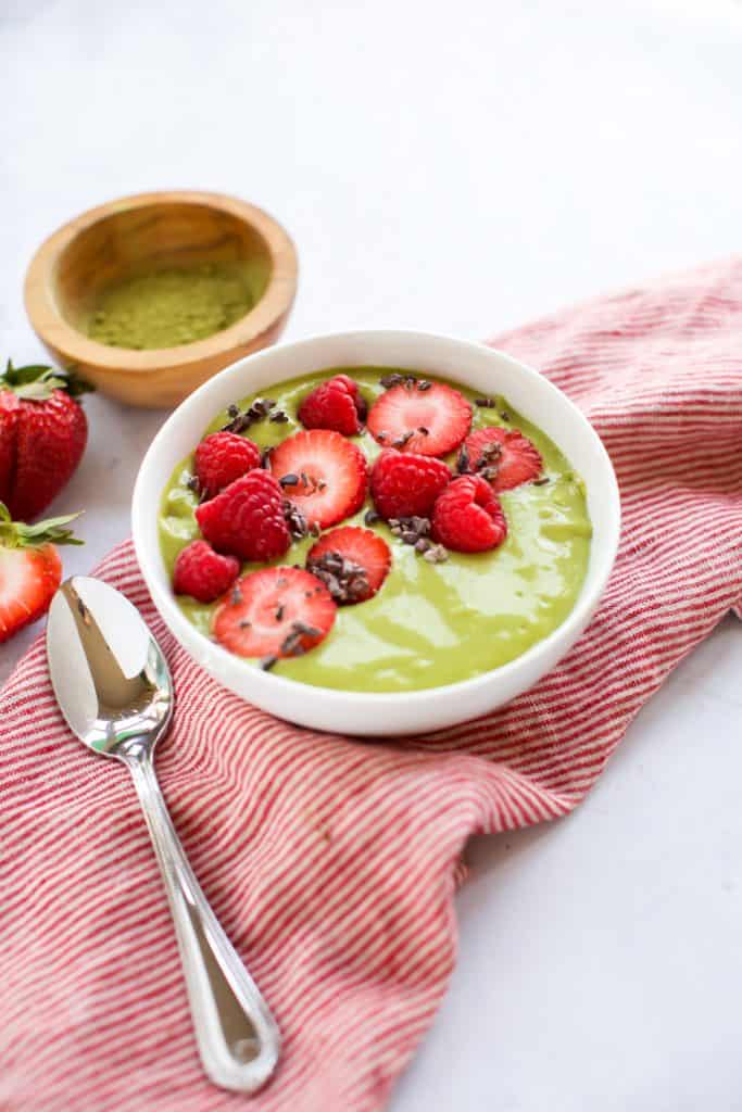 matcha smoothie with spoon