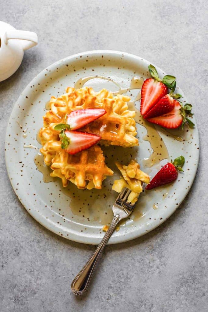 gluten free waffles with almond flour on a plates with berries