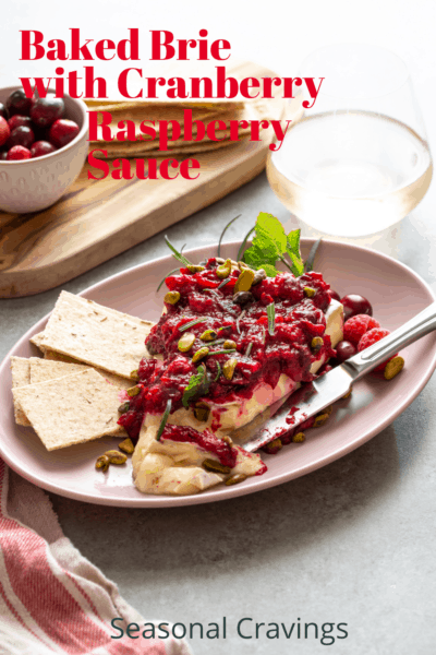 Baked brie with cranberry sauce.