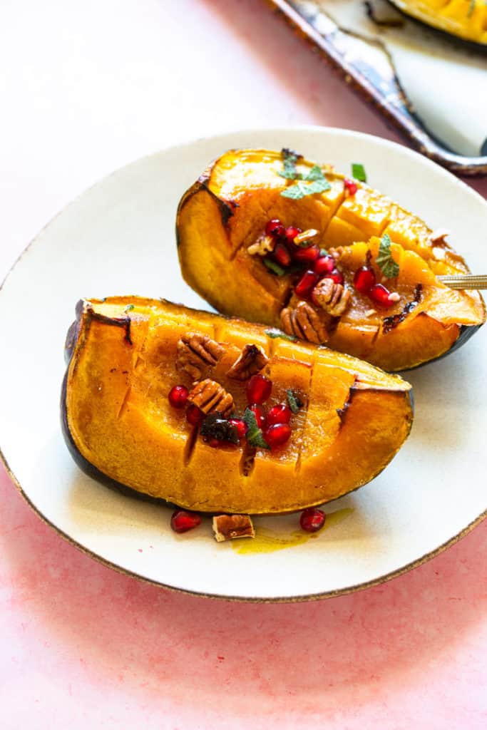 roasted acorn squash with butter and walnuts