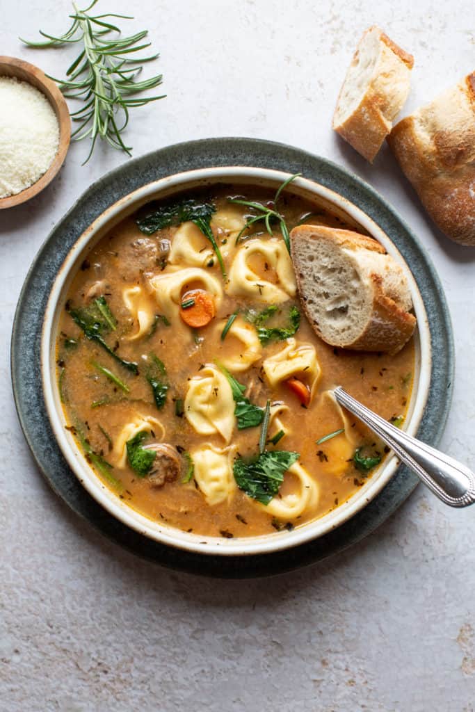 tortellini soup with fresh rosemary 