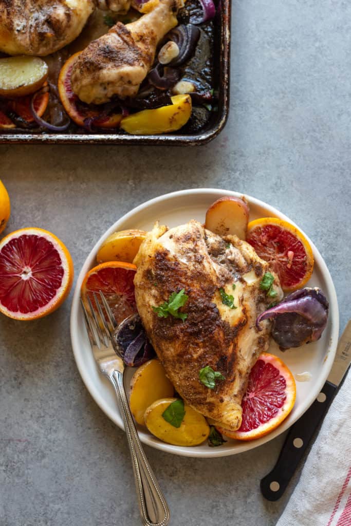 chicken breast with blood oranges