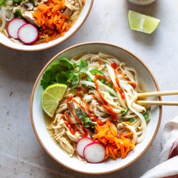 chicken pho with sriracha sauce