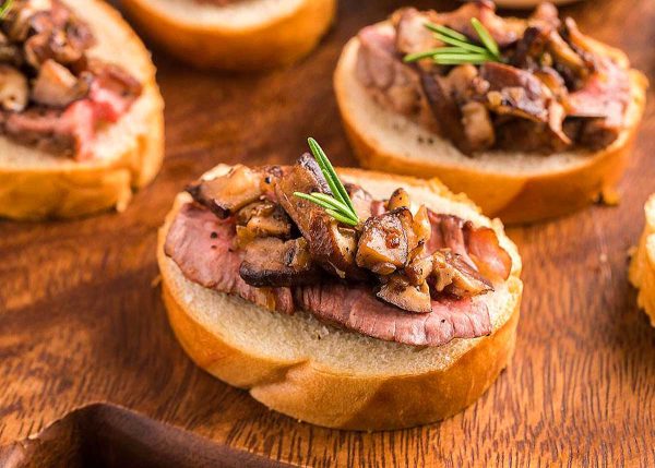 Steak and Shiitake Mushroom on Bruschetta.