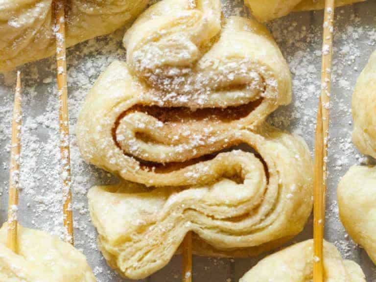 Puff Pastry Christmas tree dessert on stick.