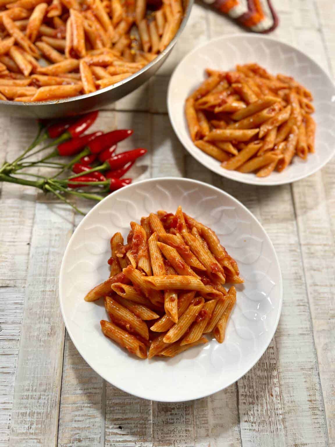 Penne All'Arrrabbiata Plated. 