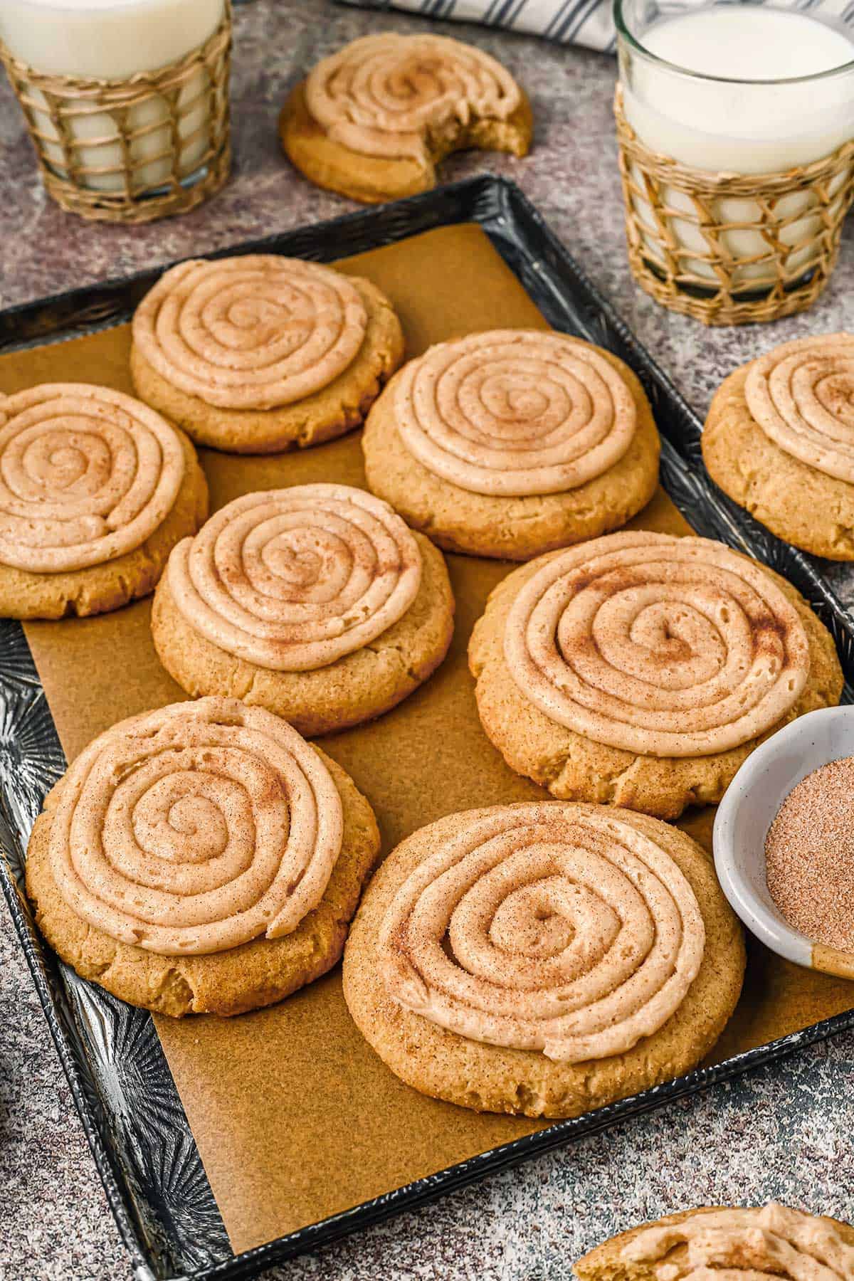 Unique cookie recipes on a baking sheet.