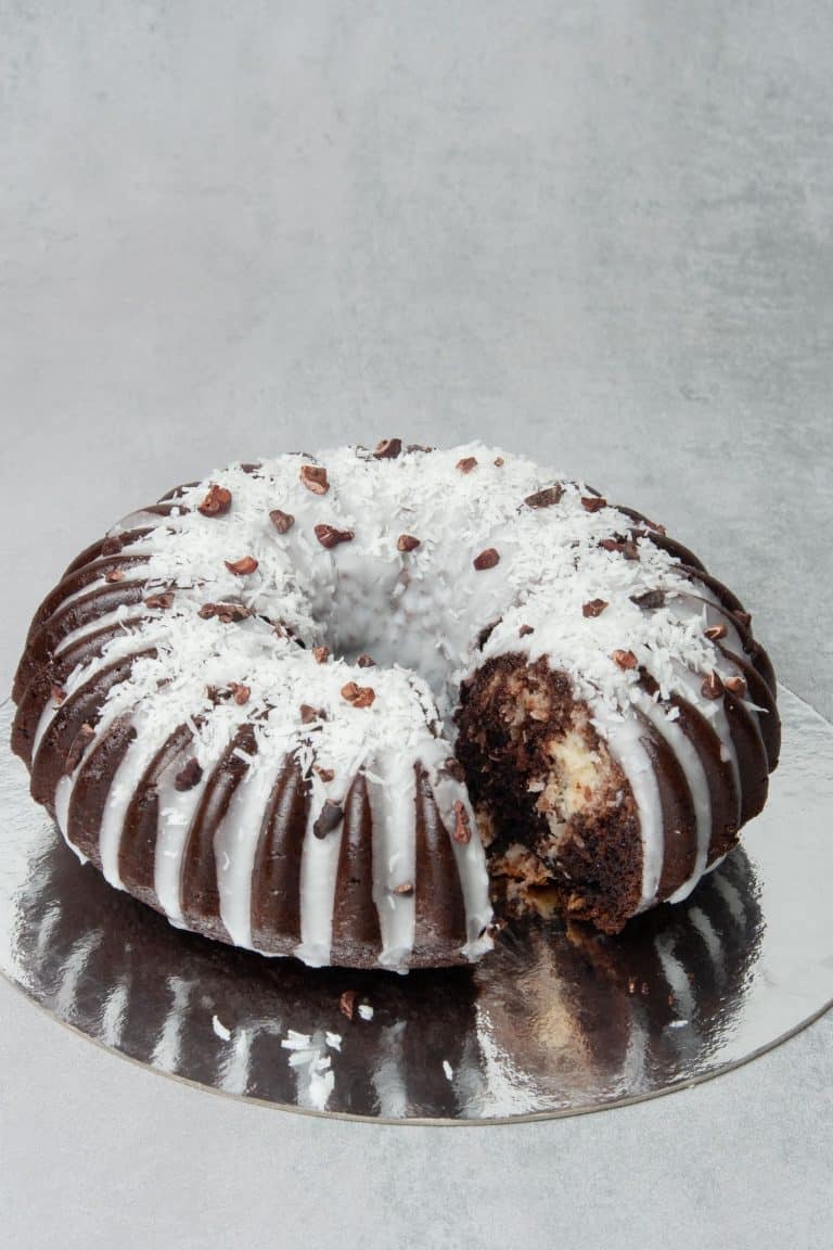 Coconut chocolate bundt cake.