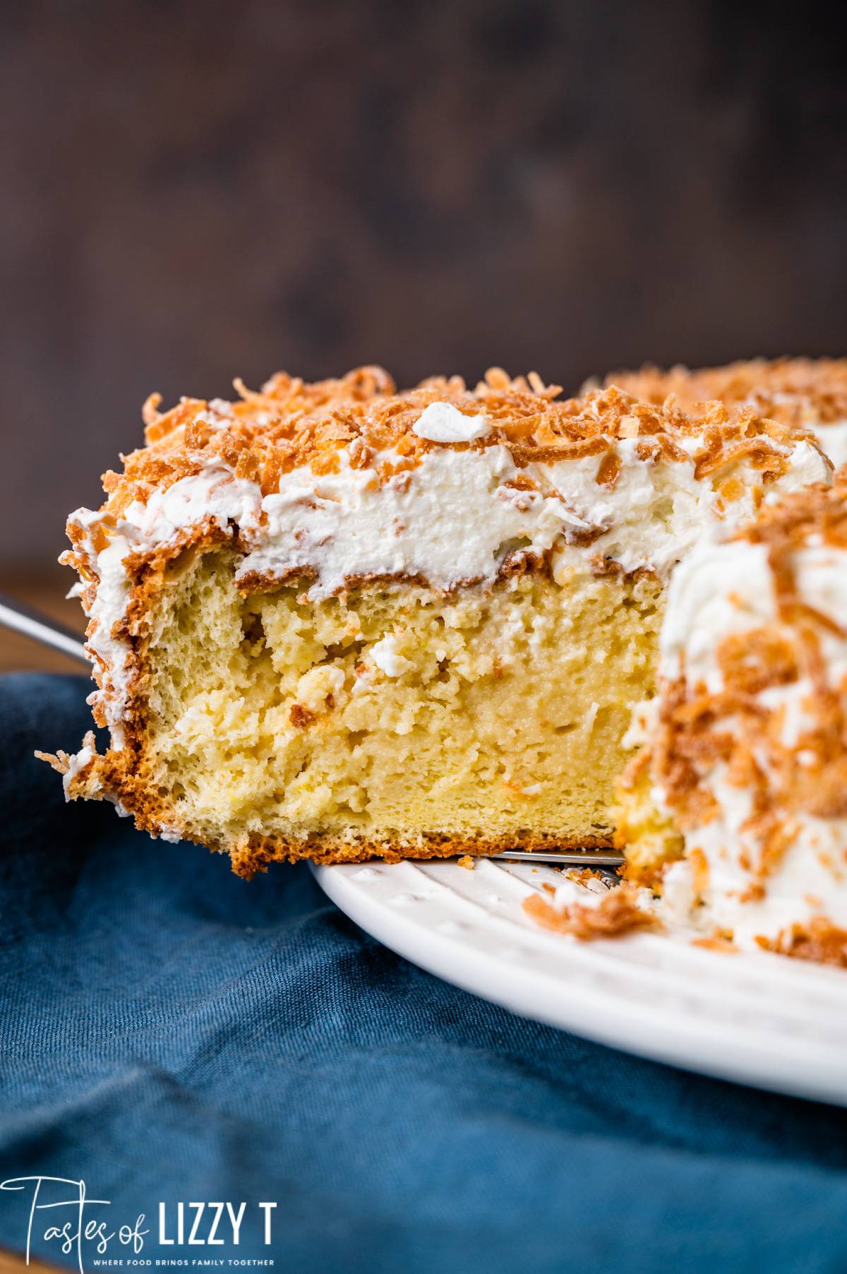 coconut tres leches cake slice.