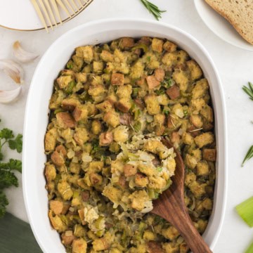 a casserole dish with food in it